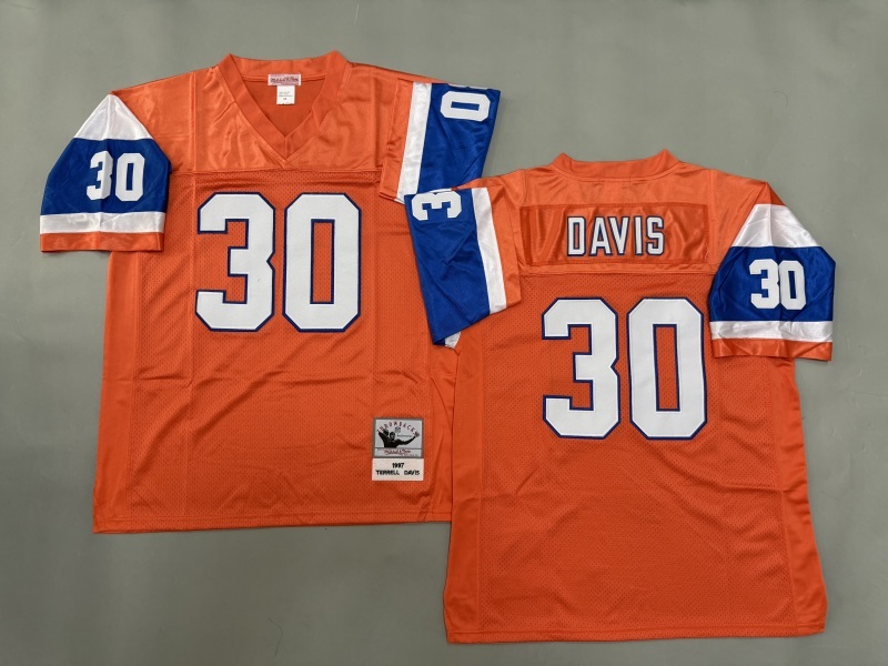 Men 2025 Denver Broncos 30 Davis orange Throwback Limited NFL Jersey style 001